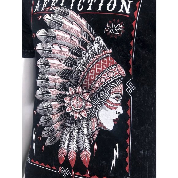 AFFLICTION SENECA Men's T-shirt BLACK LAVA Biker - Picture 8 of 8